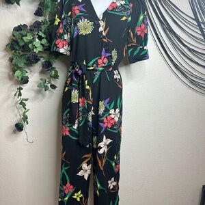 Petite Floral Black Jumpsuit
